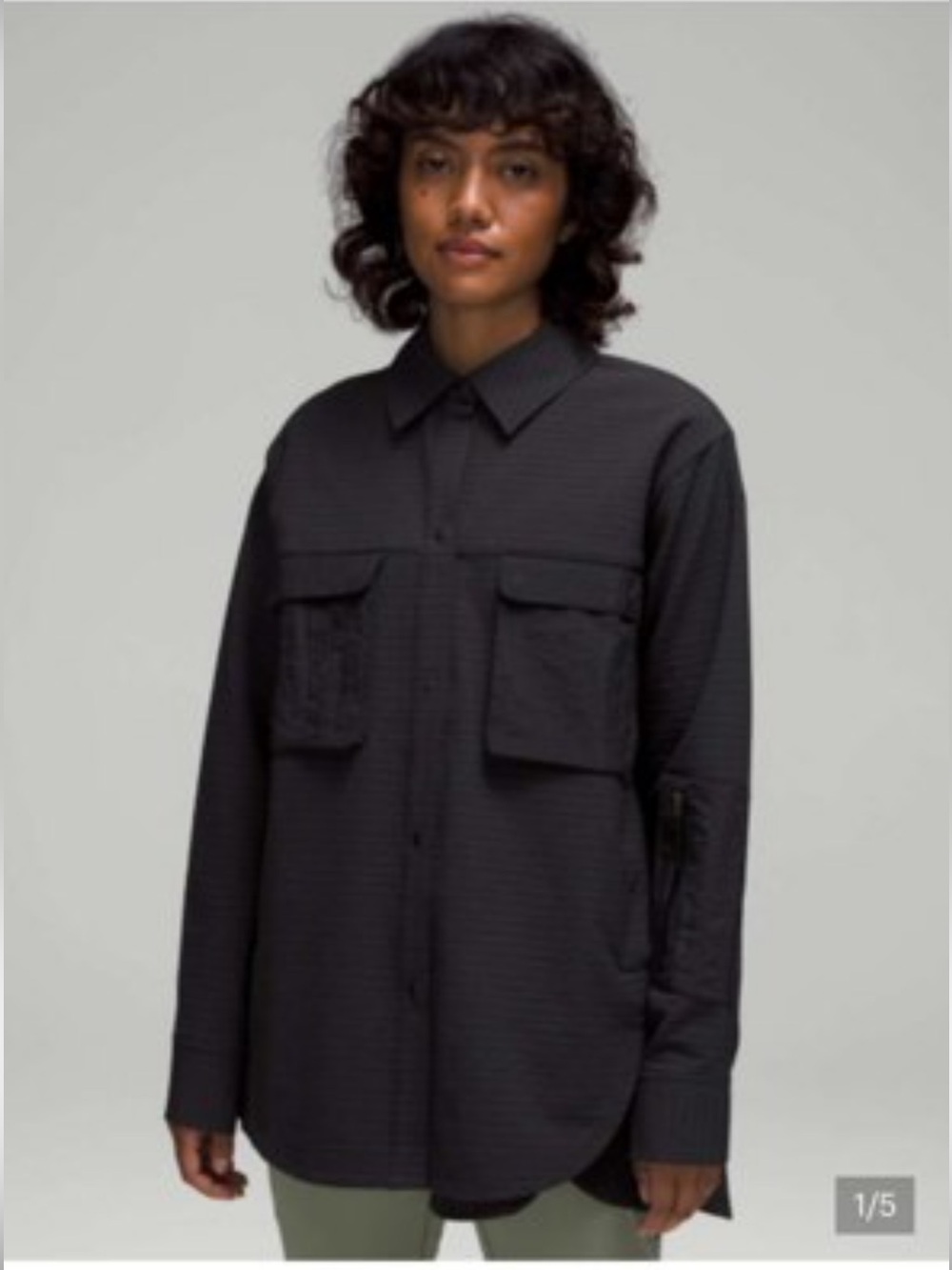 lululemon athletica Black Grid Fleece Shirt Jacket